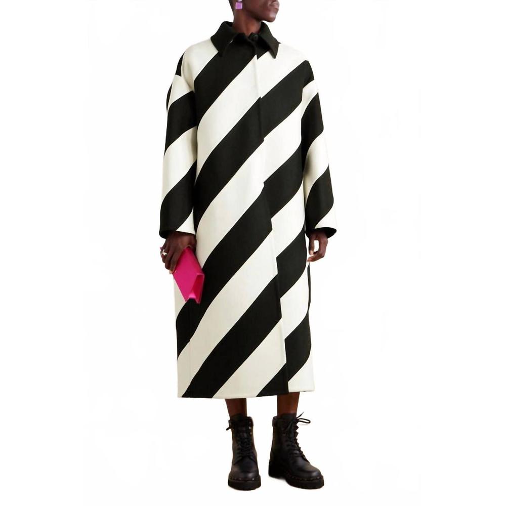 NEW VALENTINO oversized striped coat in monochrome - Picture 1 of 5